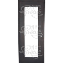 Load image into Gallery viewer, Single entryway door with a full length pane of glass and thick iron frame. Door is thermally broken to protect from extreme weather.
