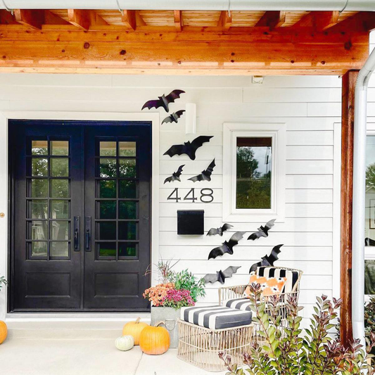 A house’s patio with a stylish iron door