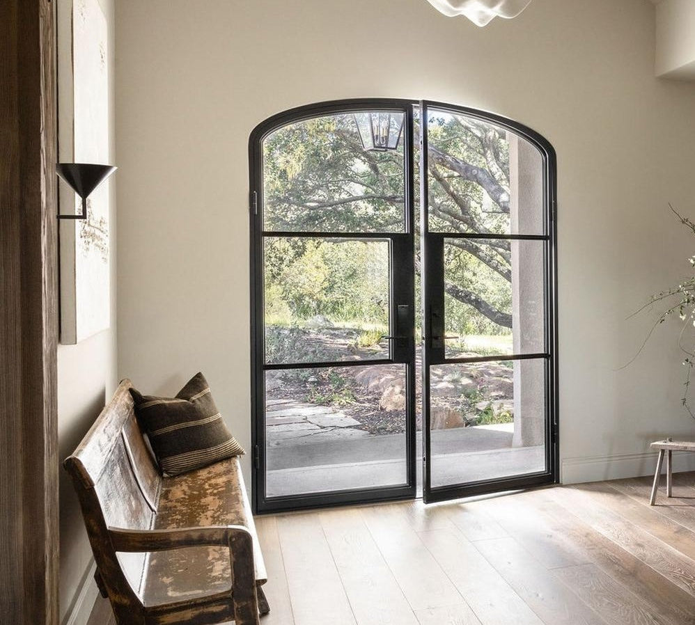 Steel Doors with Mini Arch Top Showing Trees