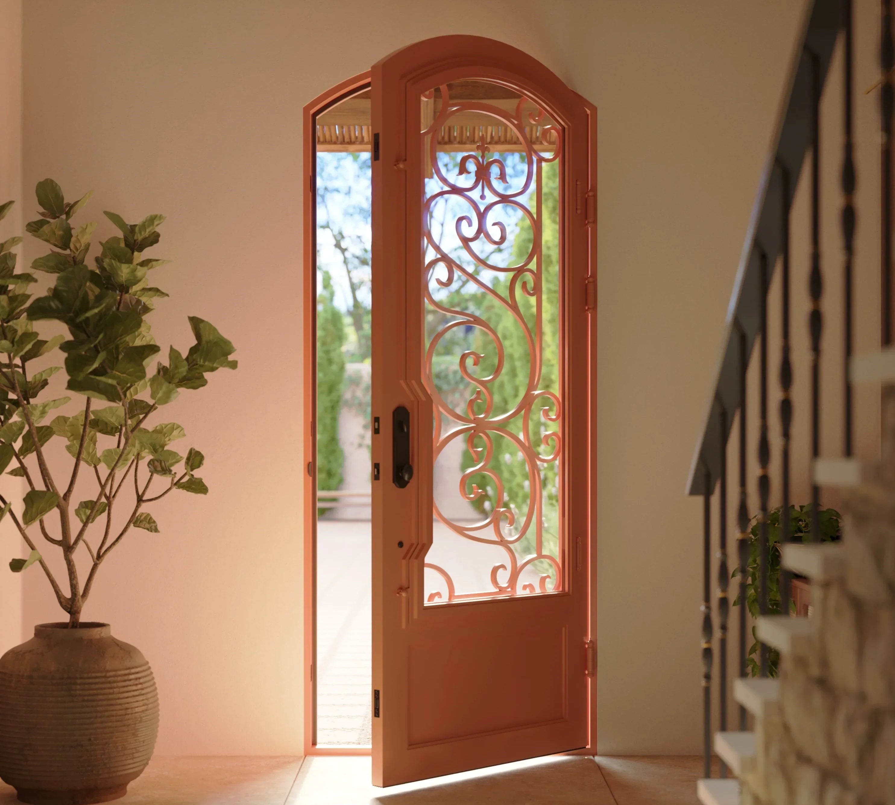 luxury iron door with operable glass for classic homes