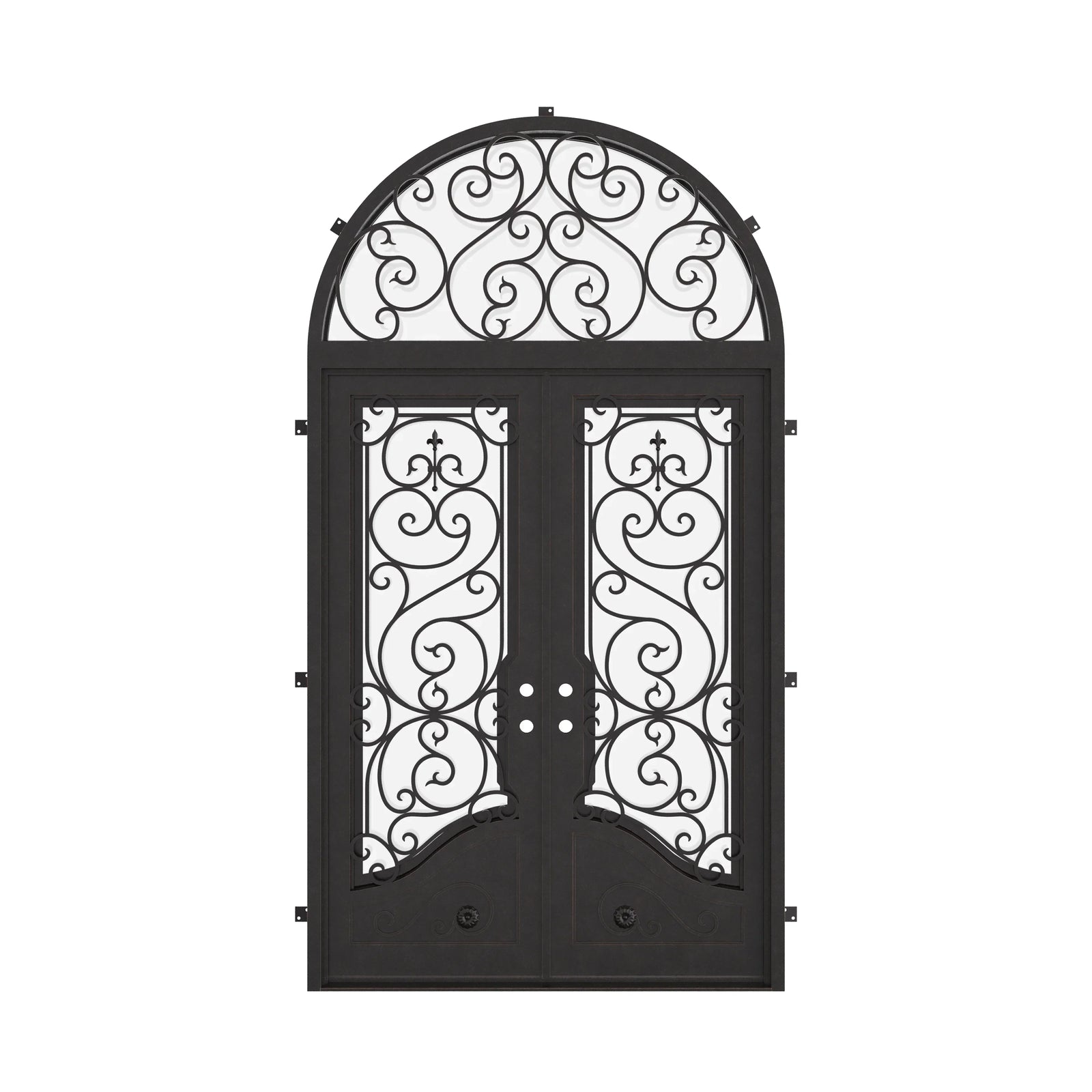 luxury wrought iron door with arch transom