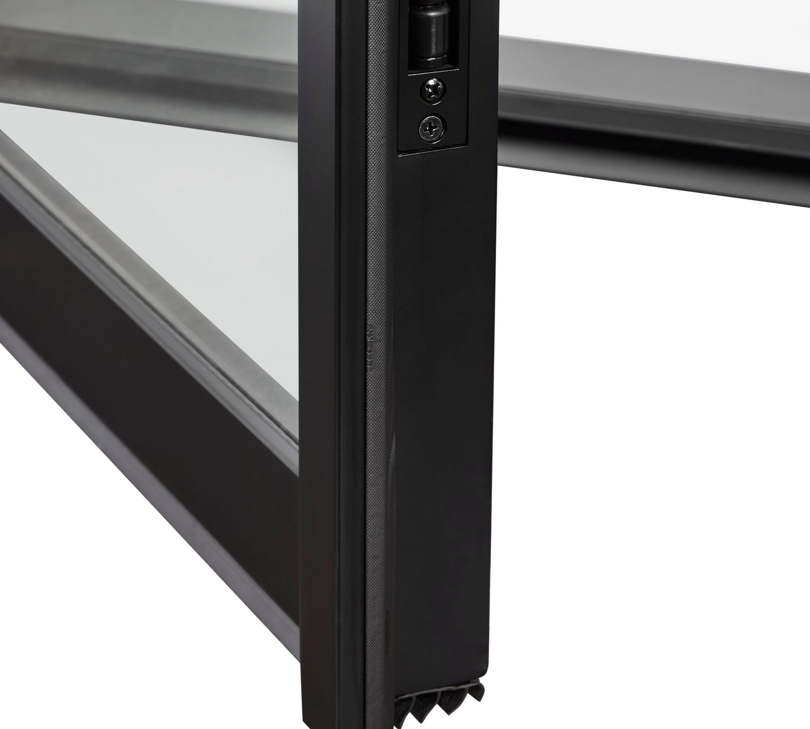 Closeup photo of a steel door with threshold and jamb