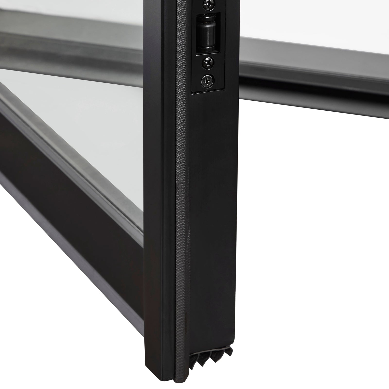 Closeup photo of a steel door with threshold and jamb