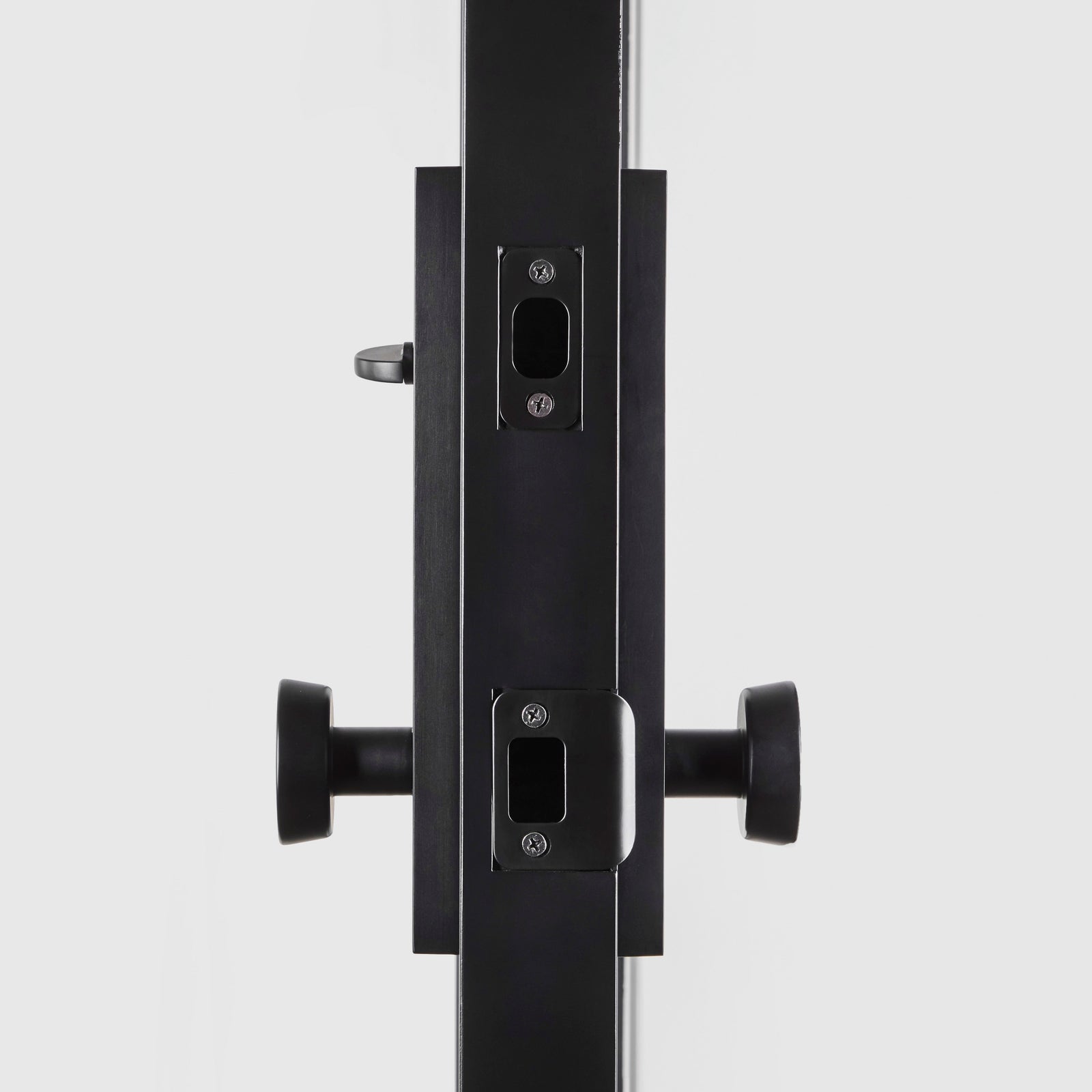 Black Steel Door Profile Showing Hardware and Locks