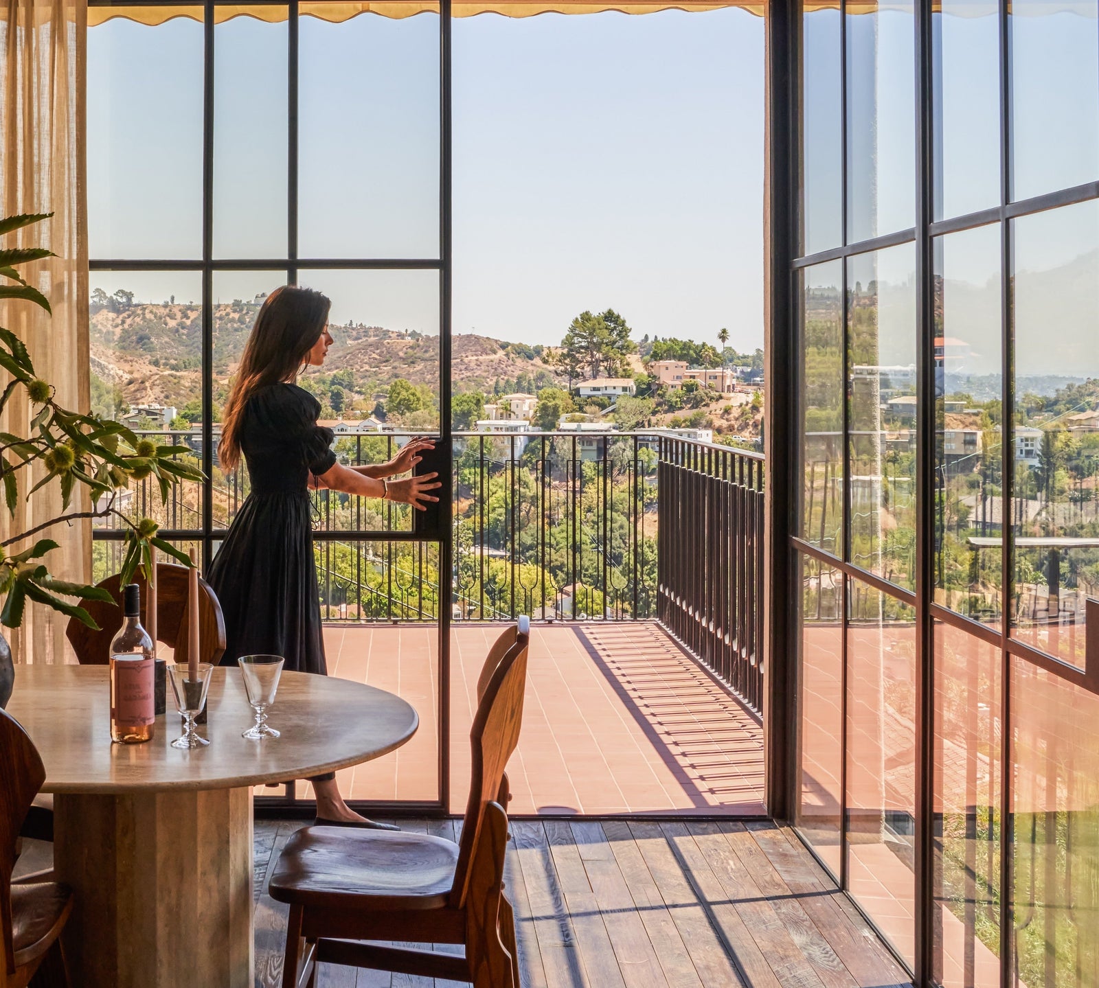 foothill home addition with sliding steel patio doors