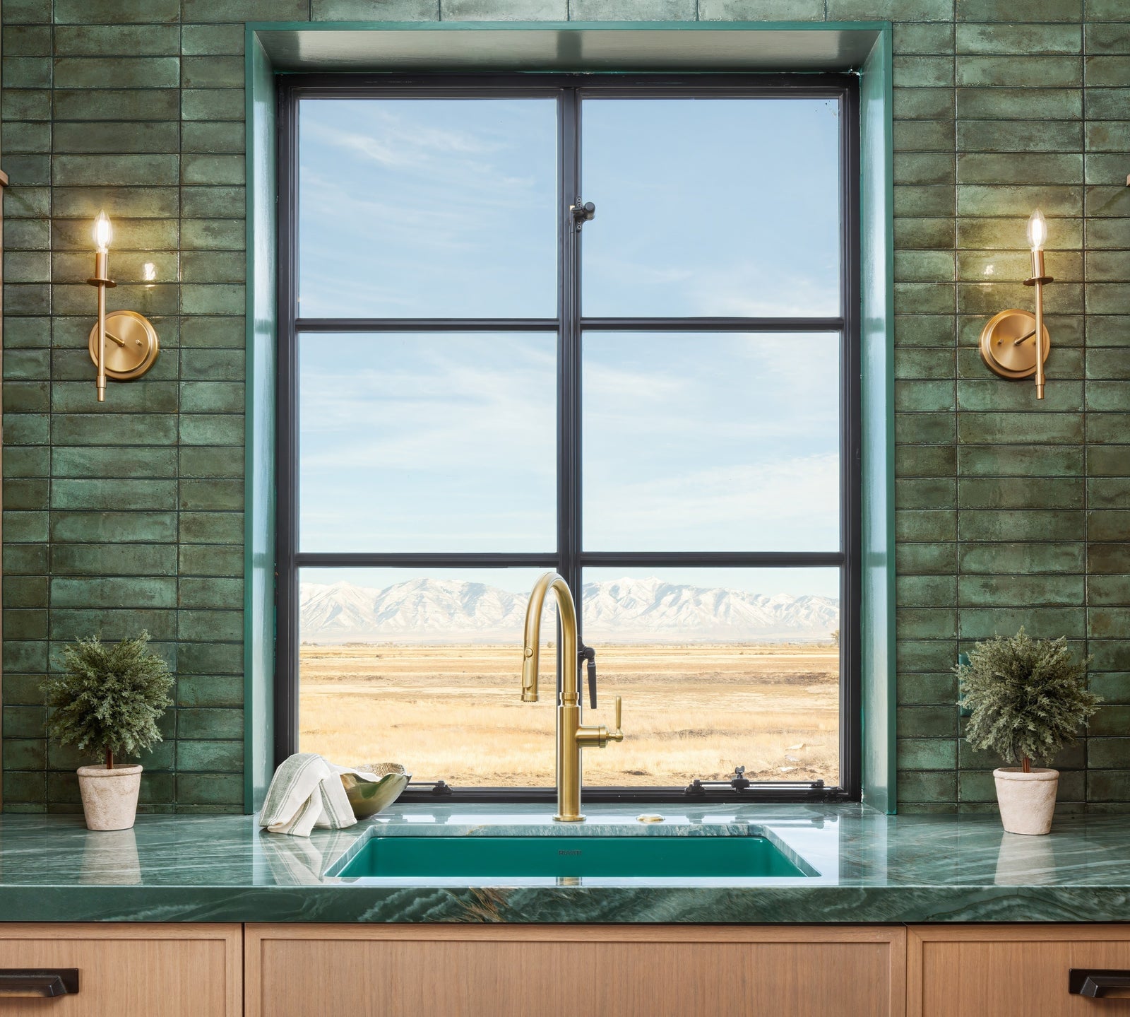 Steel casement window with narrow frame and operable glass panel