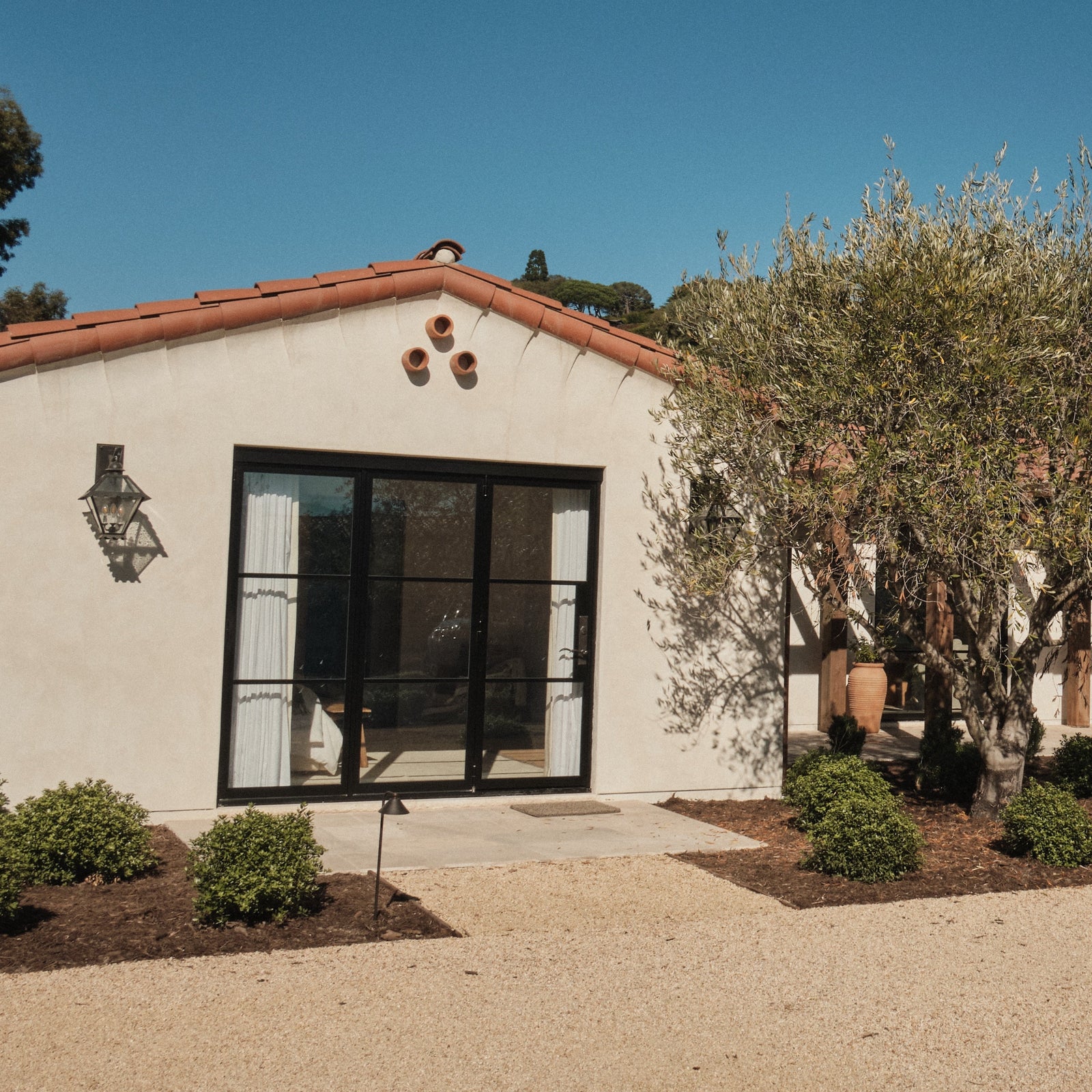 Architectural double steel door with glass side panels and narrow sightlines