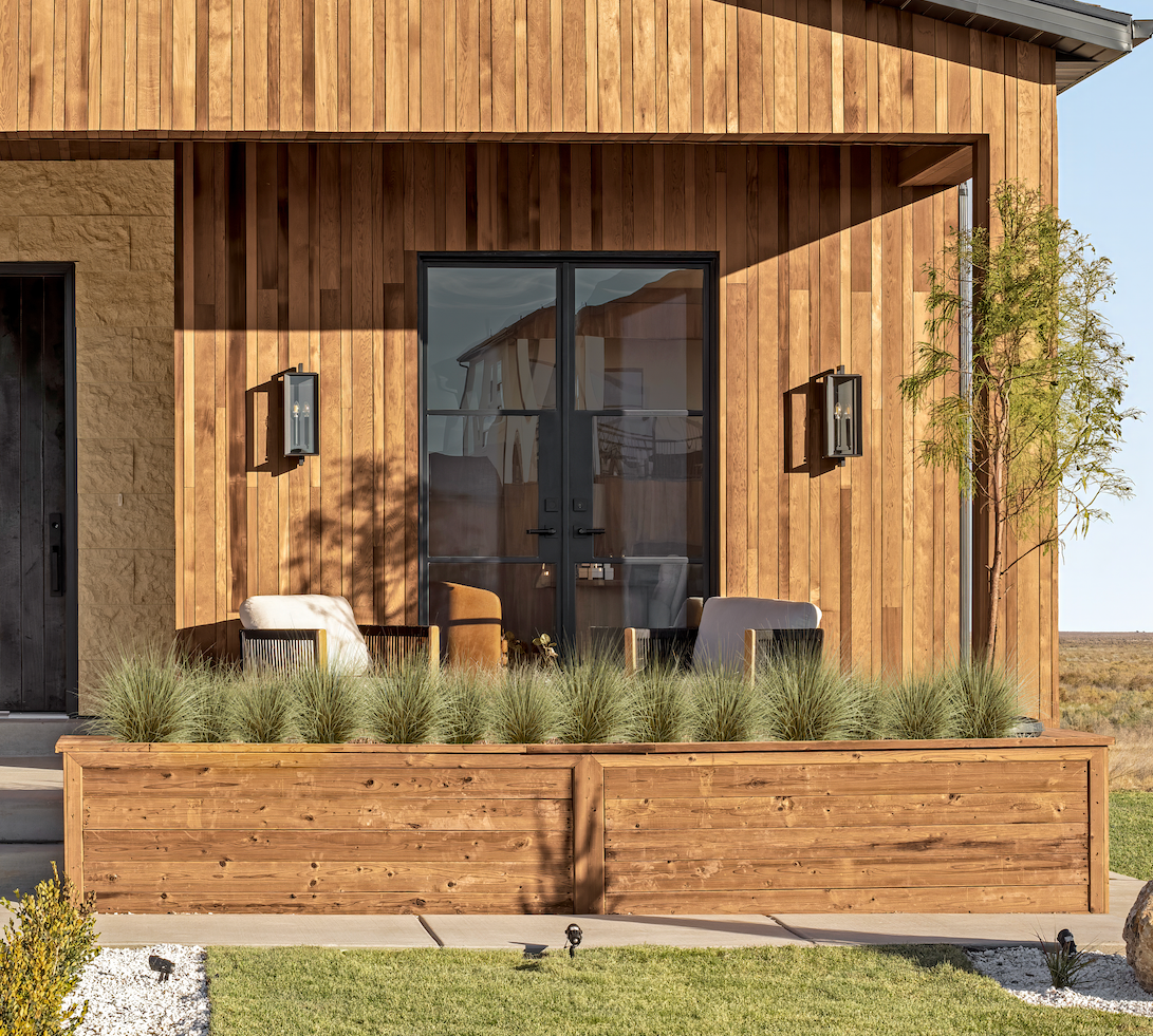Contemporary steel front door with clear glass and narrow steel sightlines
