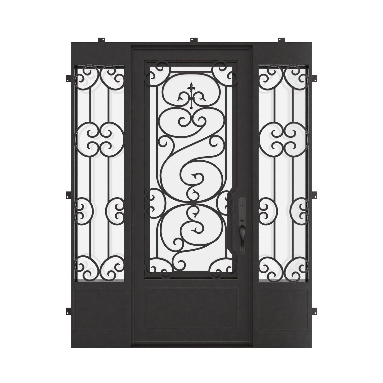 Beverly thermally broken flat top patio door with sidelights.