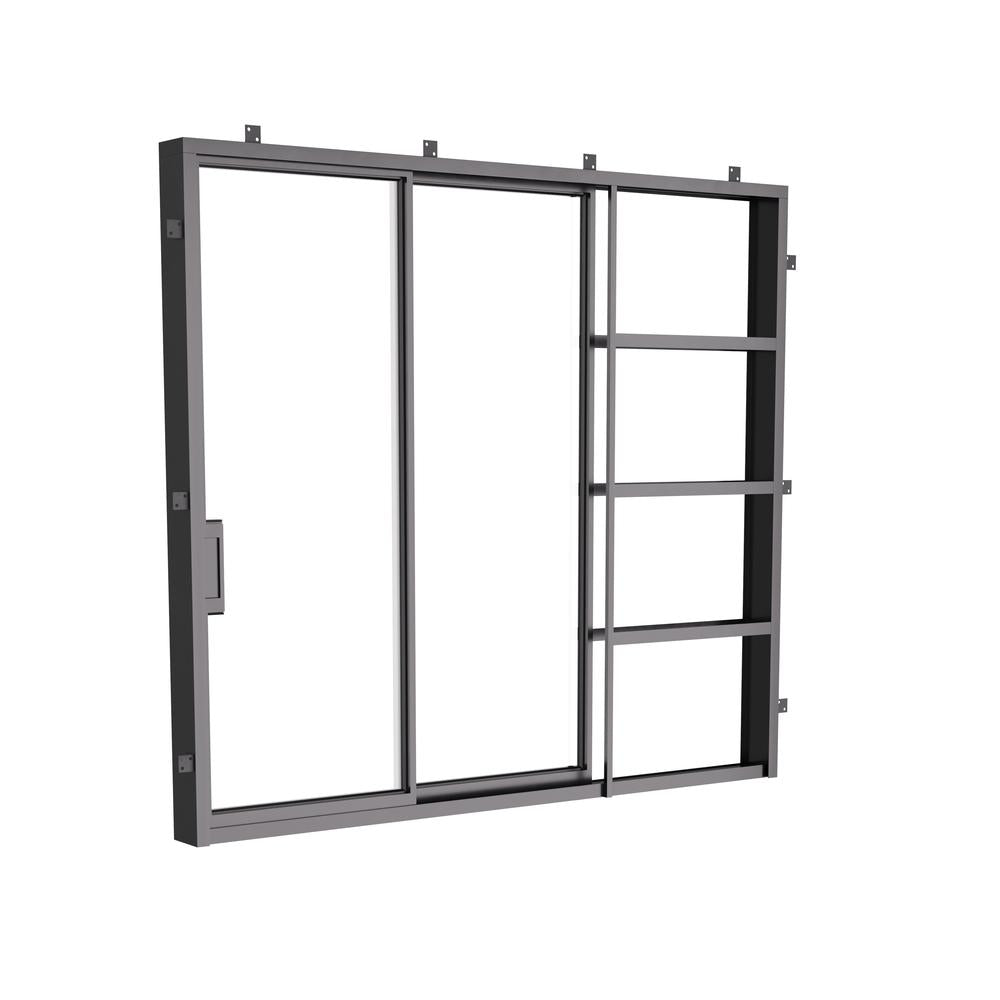 Minimalist pocket sliding steel door system.