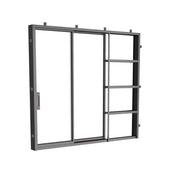 Minimalist pocket sliding steel door system.