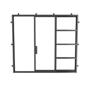 Architectural pocket slider with large glass panel.