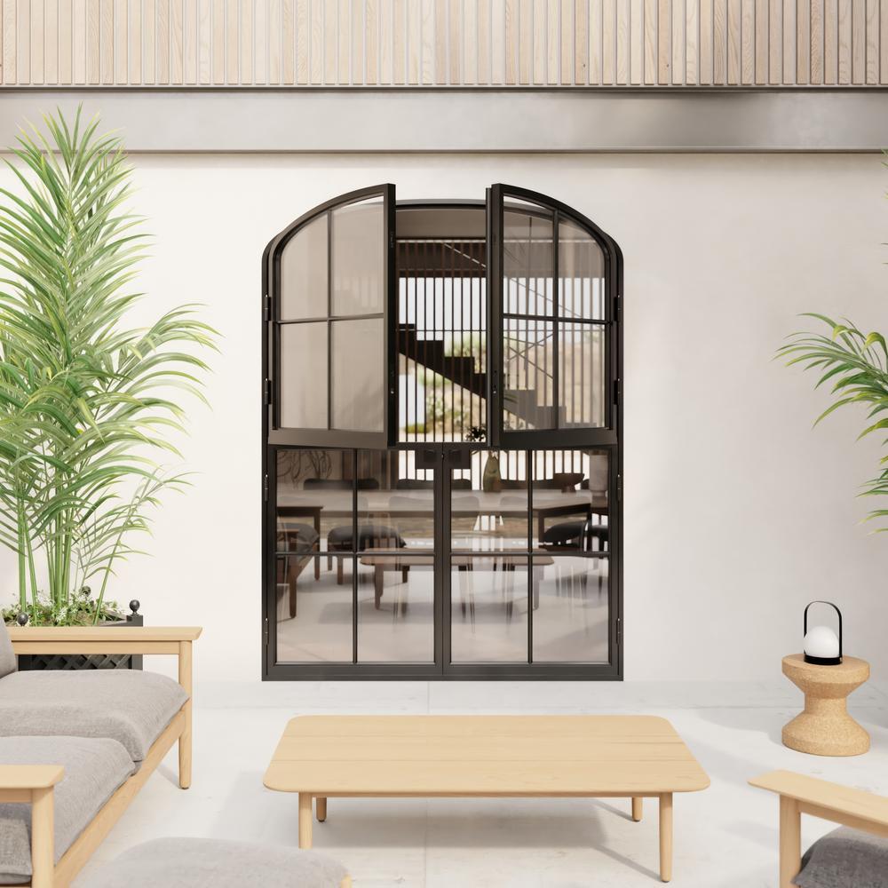 Air 5 Dutch double mini arch steel entry door with insulated tempered glazing and exterior rating