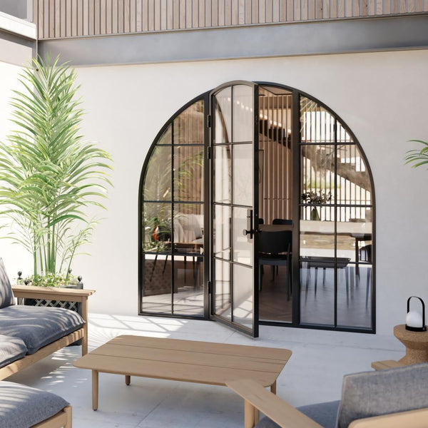 tall full arch single entry with insulated metal frame