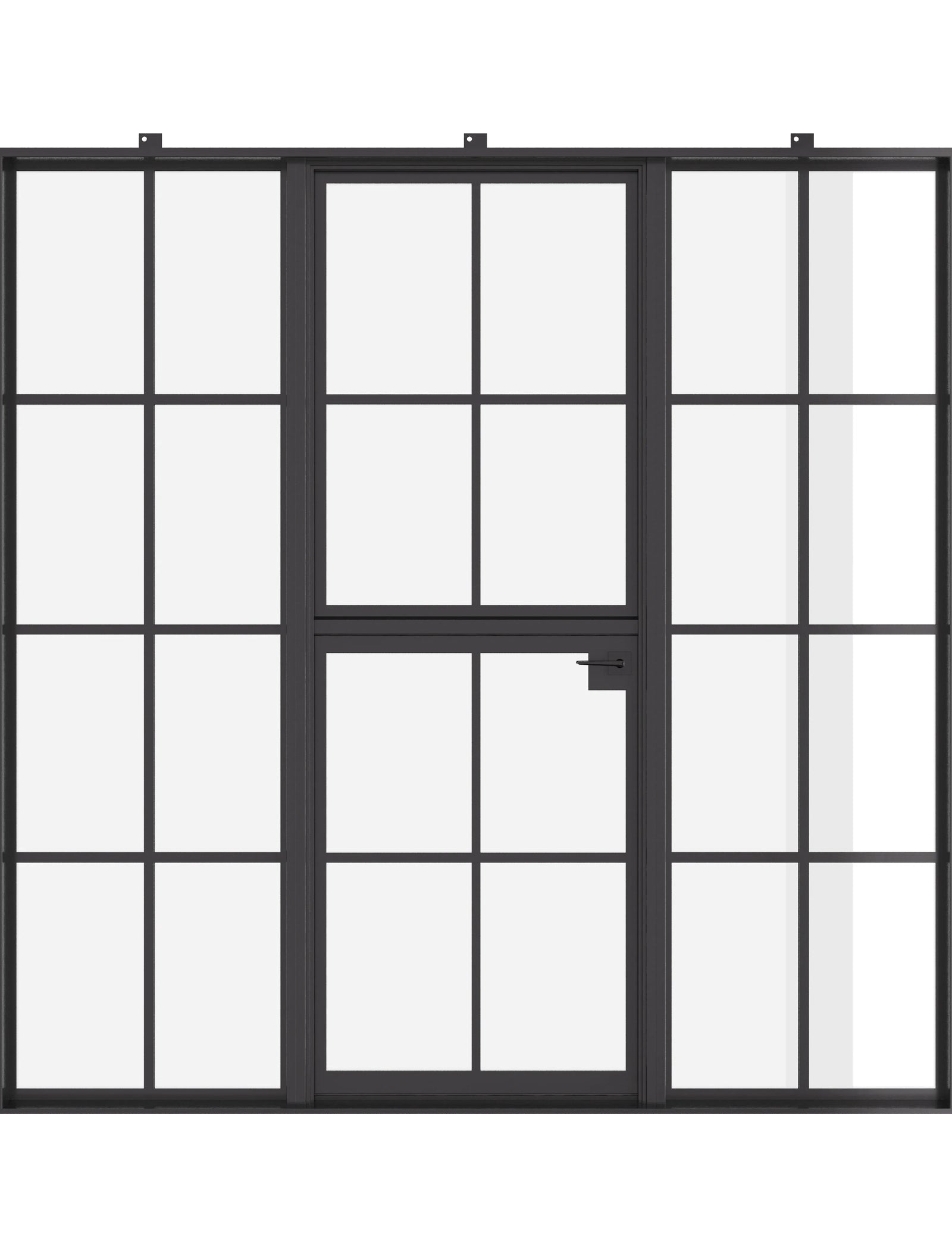 Dutch single flat exterior steel door with sidelights, NFRC-rated