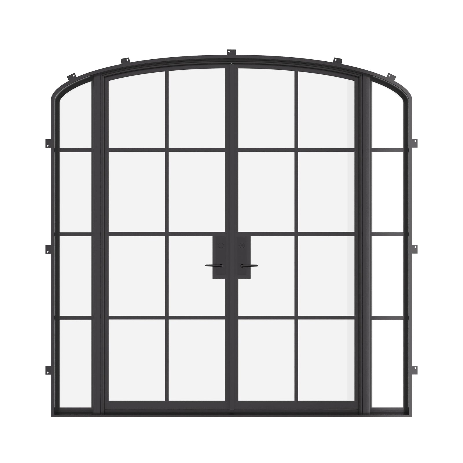 Double mini arch exterior steel door with sidelights