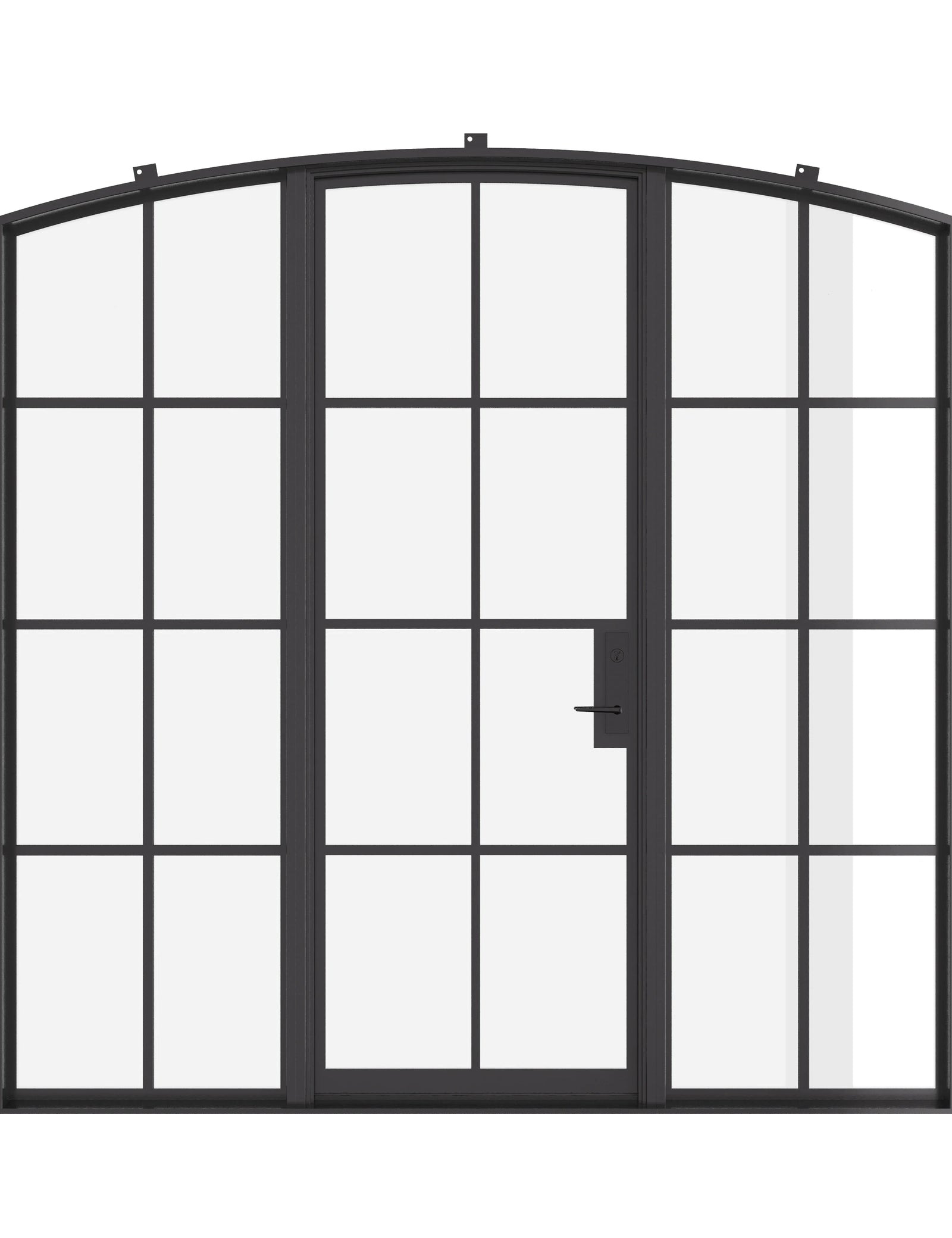 single arch steel door with sidelights and thermal break