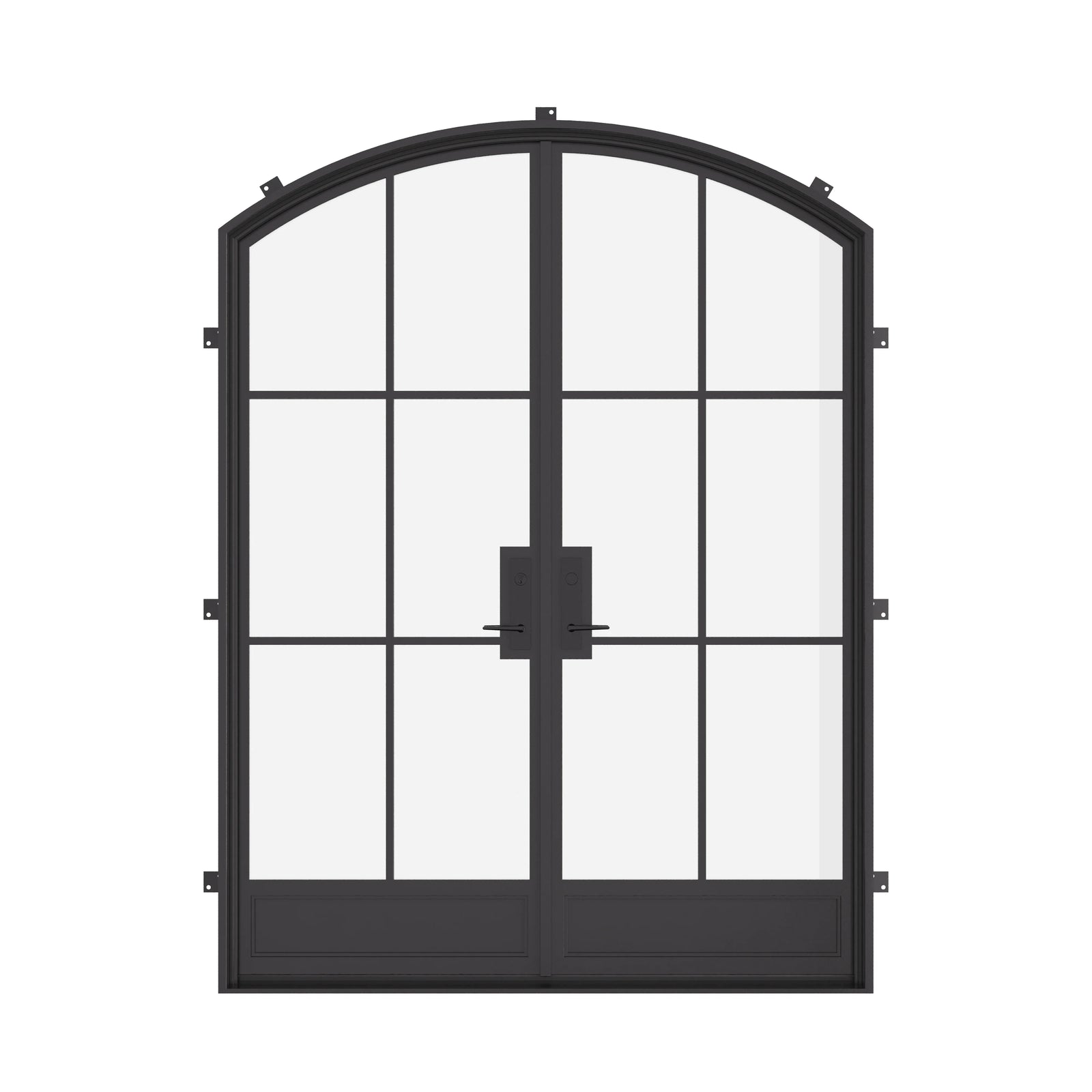 Thermally broken double arch steel entry door with insulated glass and galvanized steel frame