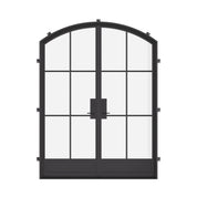 Double arch interior steel door with slim hot-rolled Ottostumm steel frame and glass panels