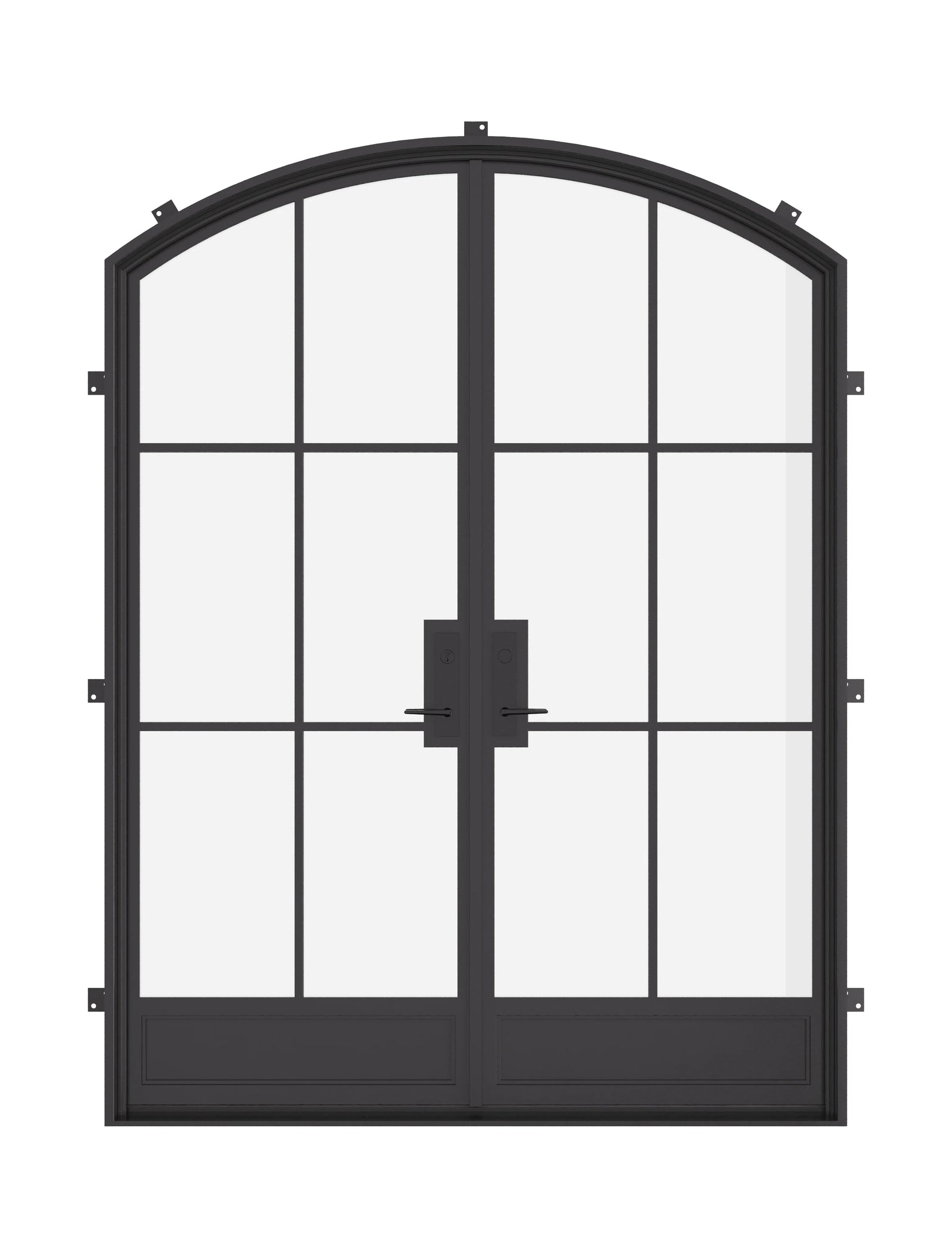 Double arch interior steel door with slim hot-rolled Ottostumm steel frame and glass panels