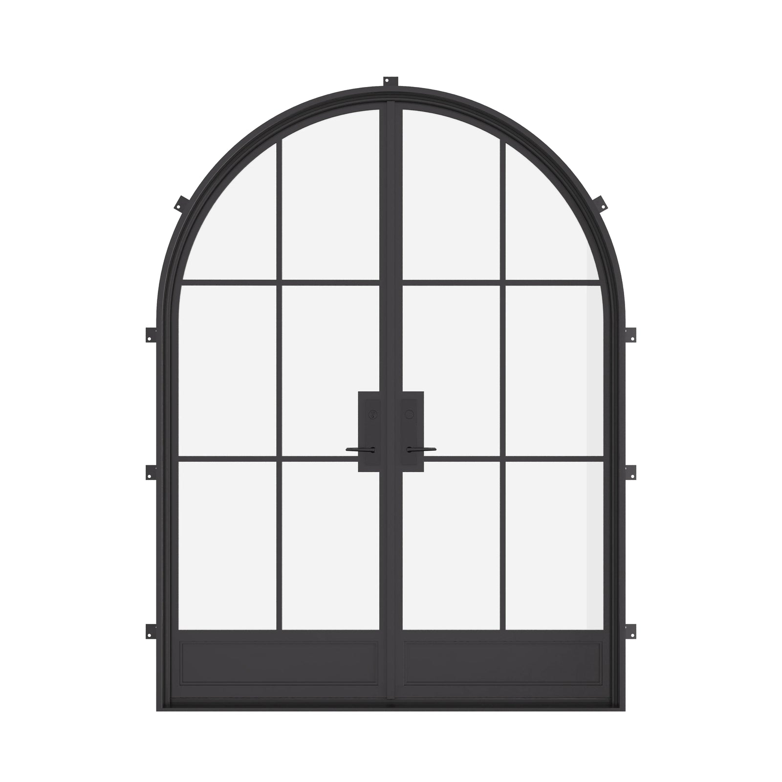 Air 7 double full arch steel front doors, contemporary exterior entry door with large arched tops