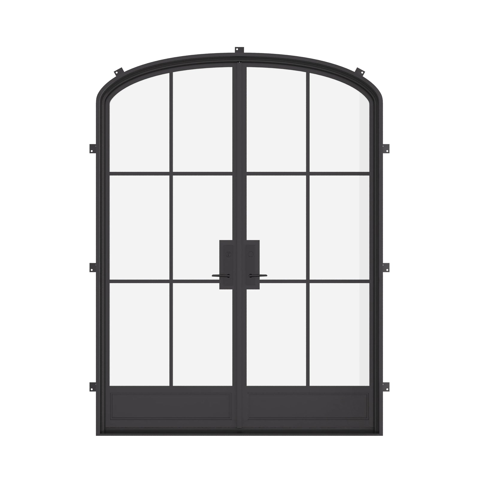 Air 7 double mini arch steel front doors, modern exterior entry door with subtle arched panels