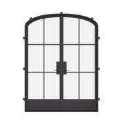 Air 7 double mini arch steel front doors, modern exterior entry door with subtle arched panels