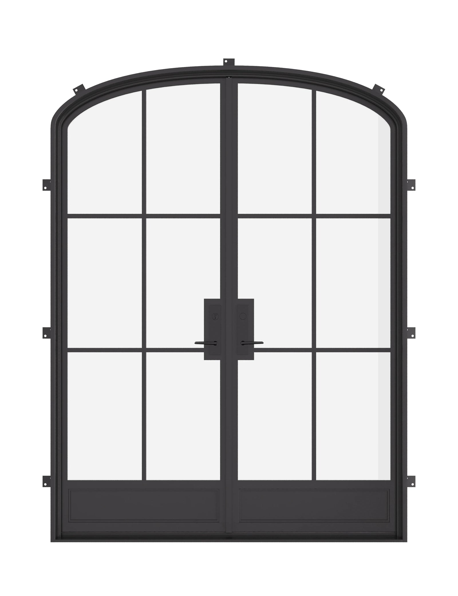 Air 7 double mini arch steel front doors, modern exterior entry door with subtle arched panels