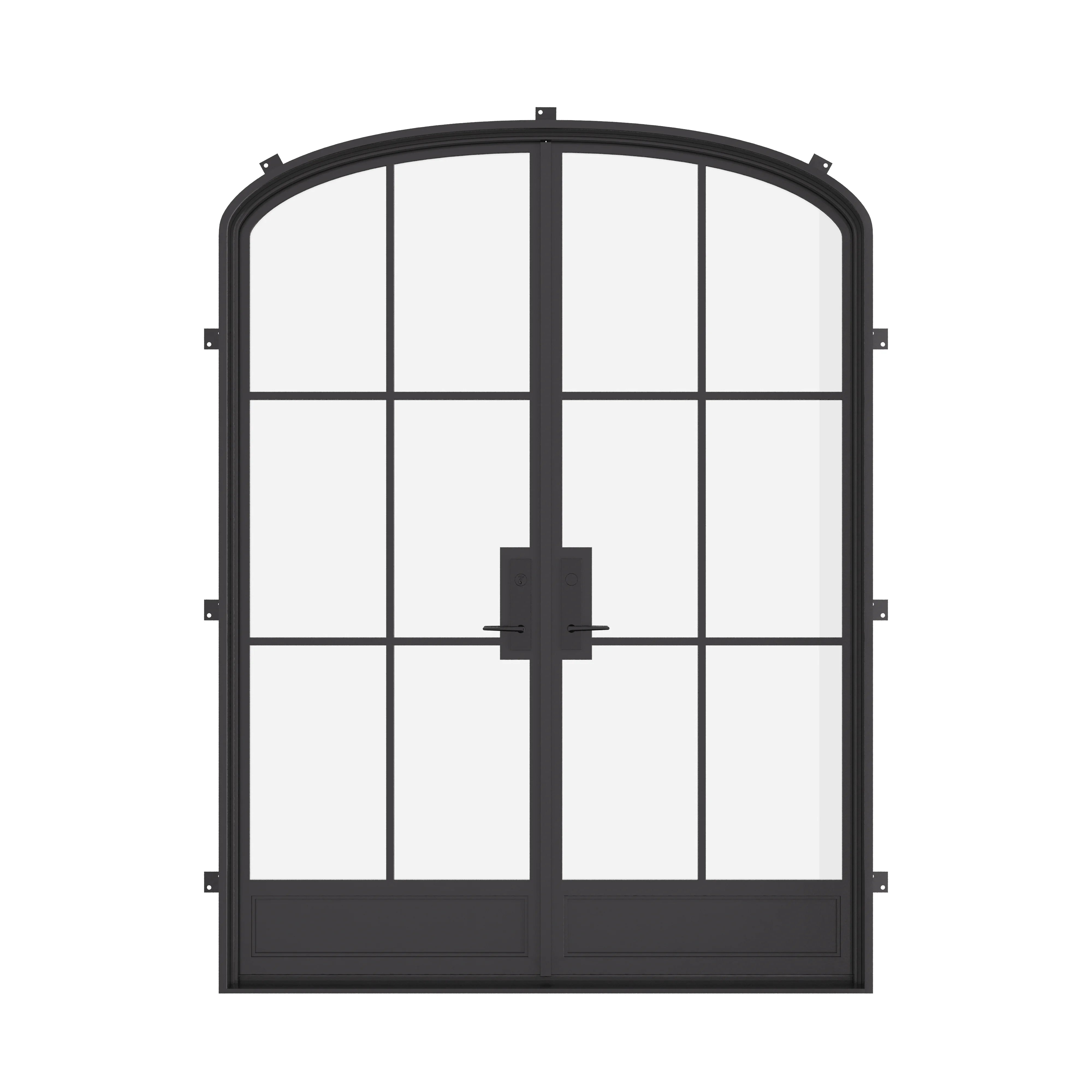 Air 7 double mini arch steel front doors, modern exterior entry door with subtle arched panels