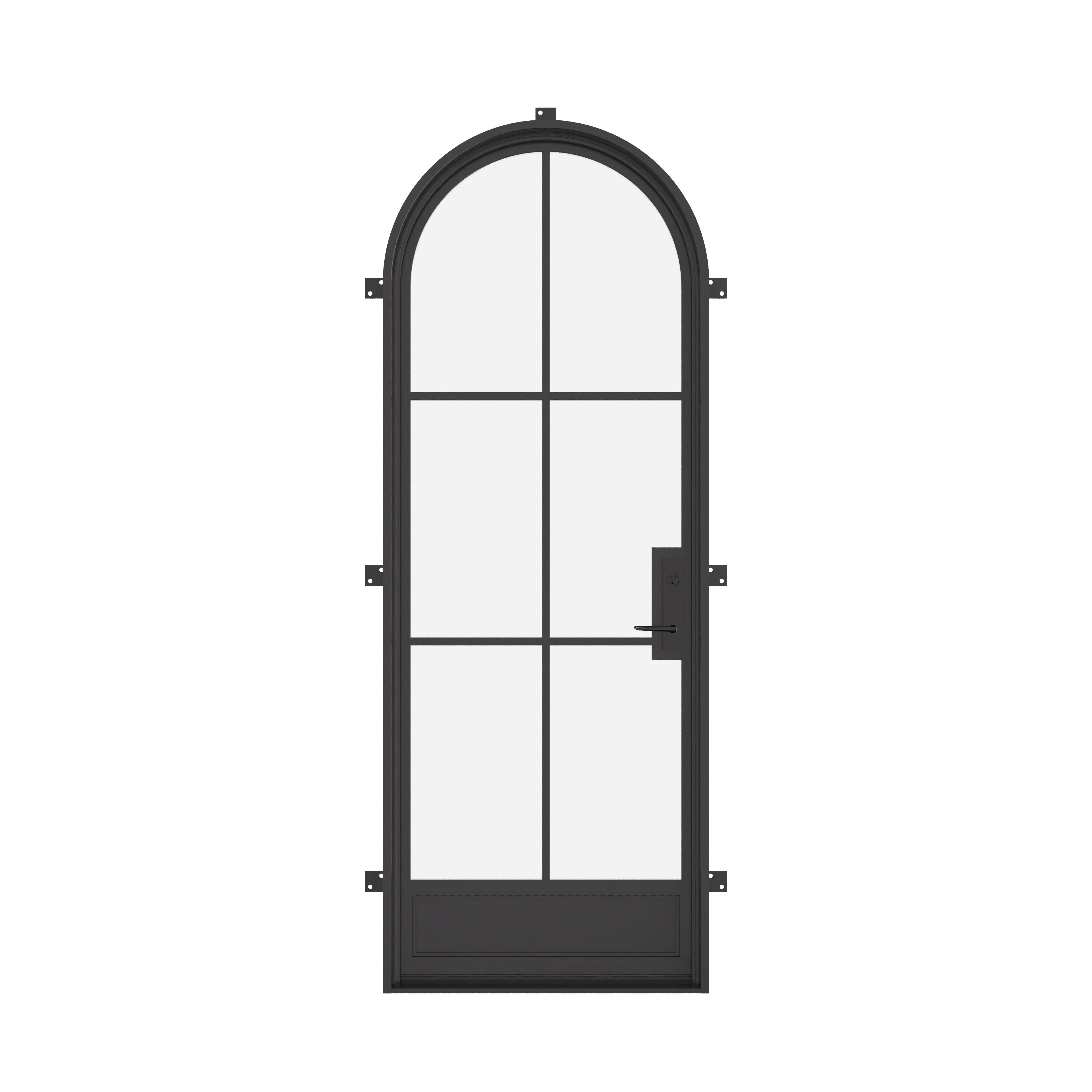 Air 7 thermal break single full arch steel front door, insulated architectural steel entry with arch