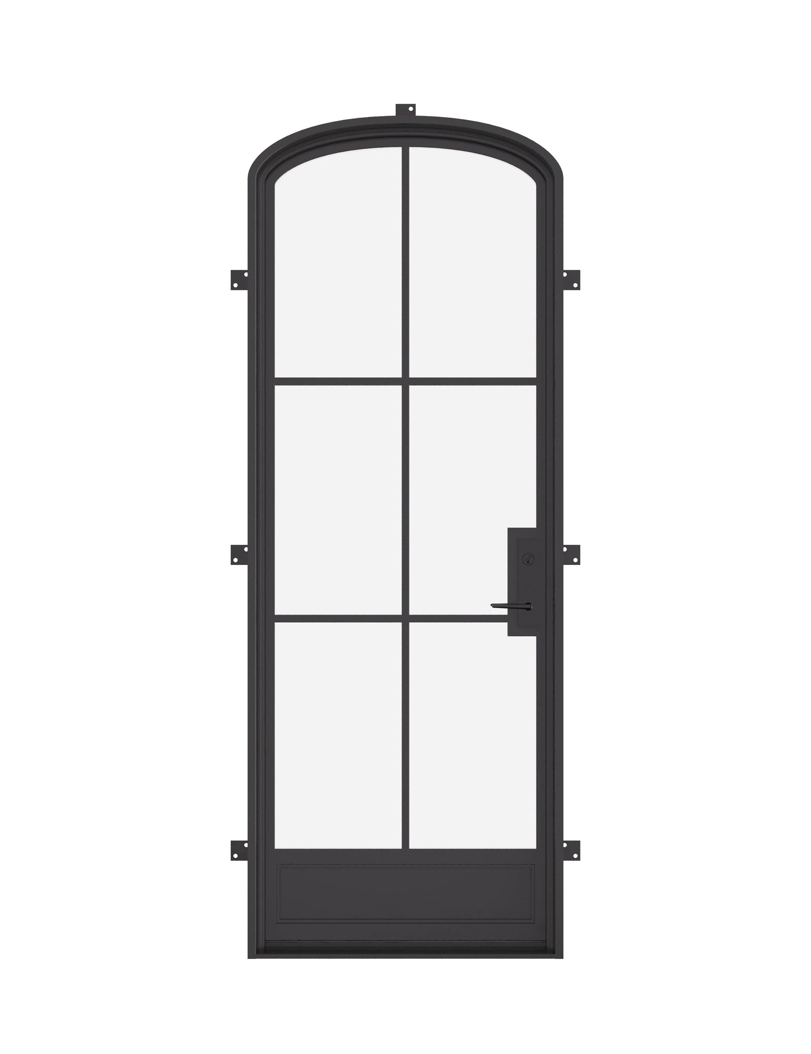 Air 7 single mini arch steel front door, modern exterior entry door with subtle arch panel