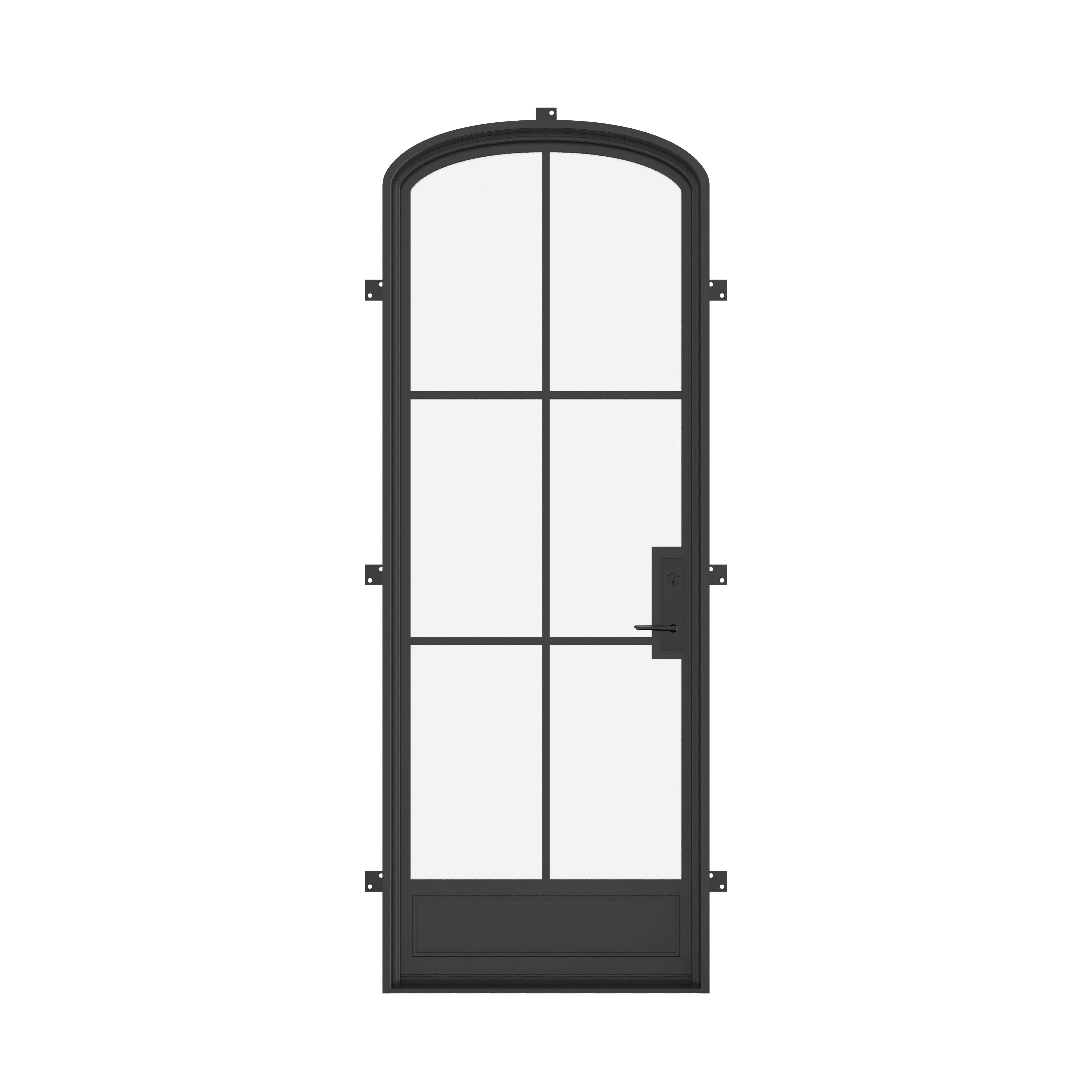 Air 7 single mini arch steel front door, modern exterior entry door with subtle arch panel