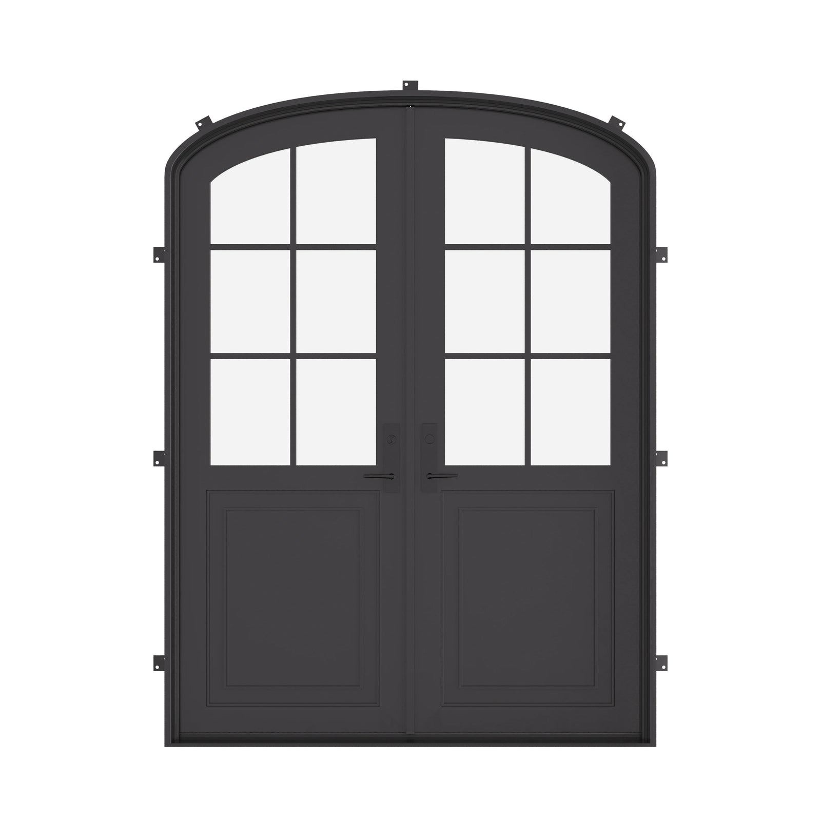 Air Getty double mini arch steel front doors with classic European-style curved steel entry design