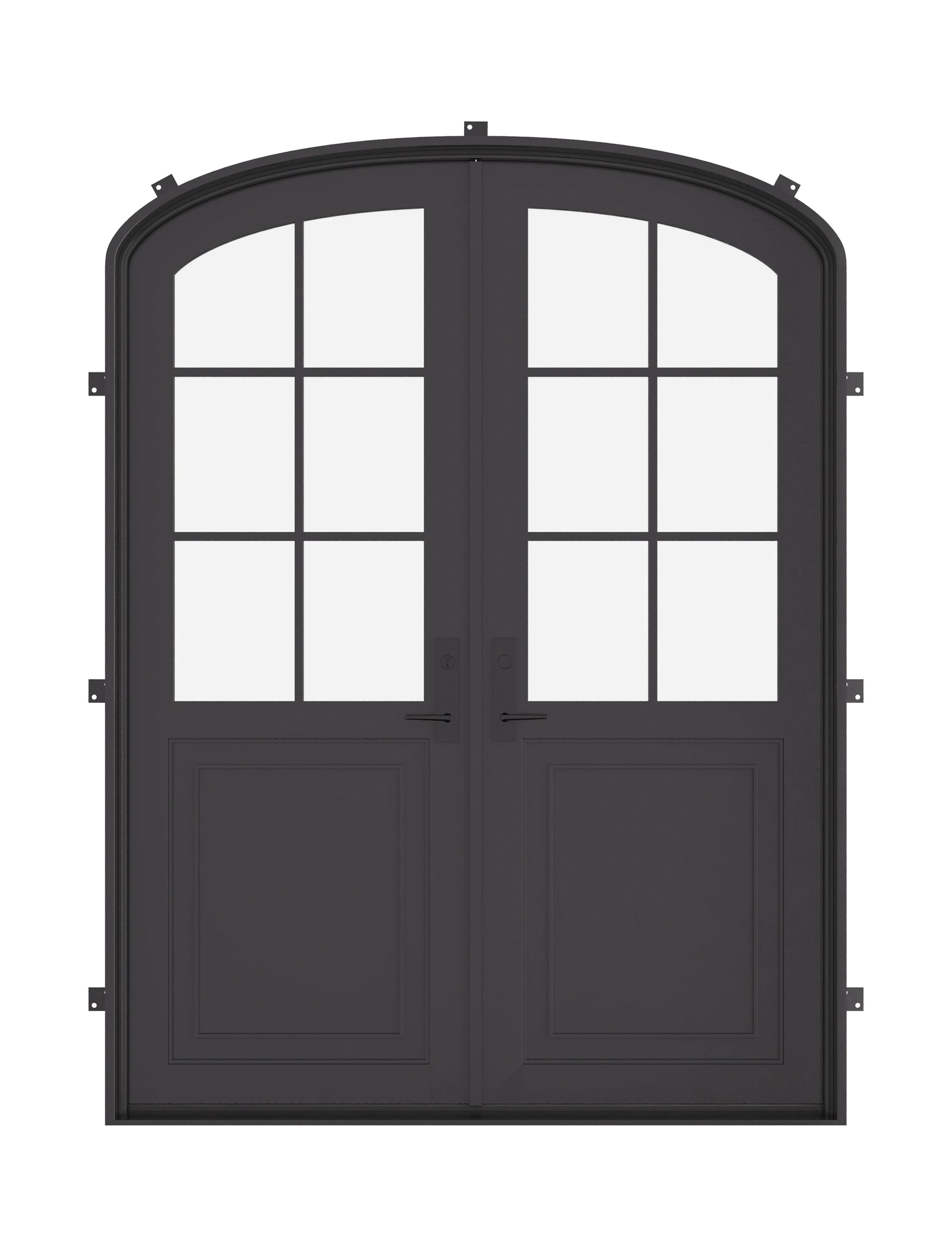 Air Getty double mini arch steel front doors with classic European-style curved steel entry design
