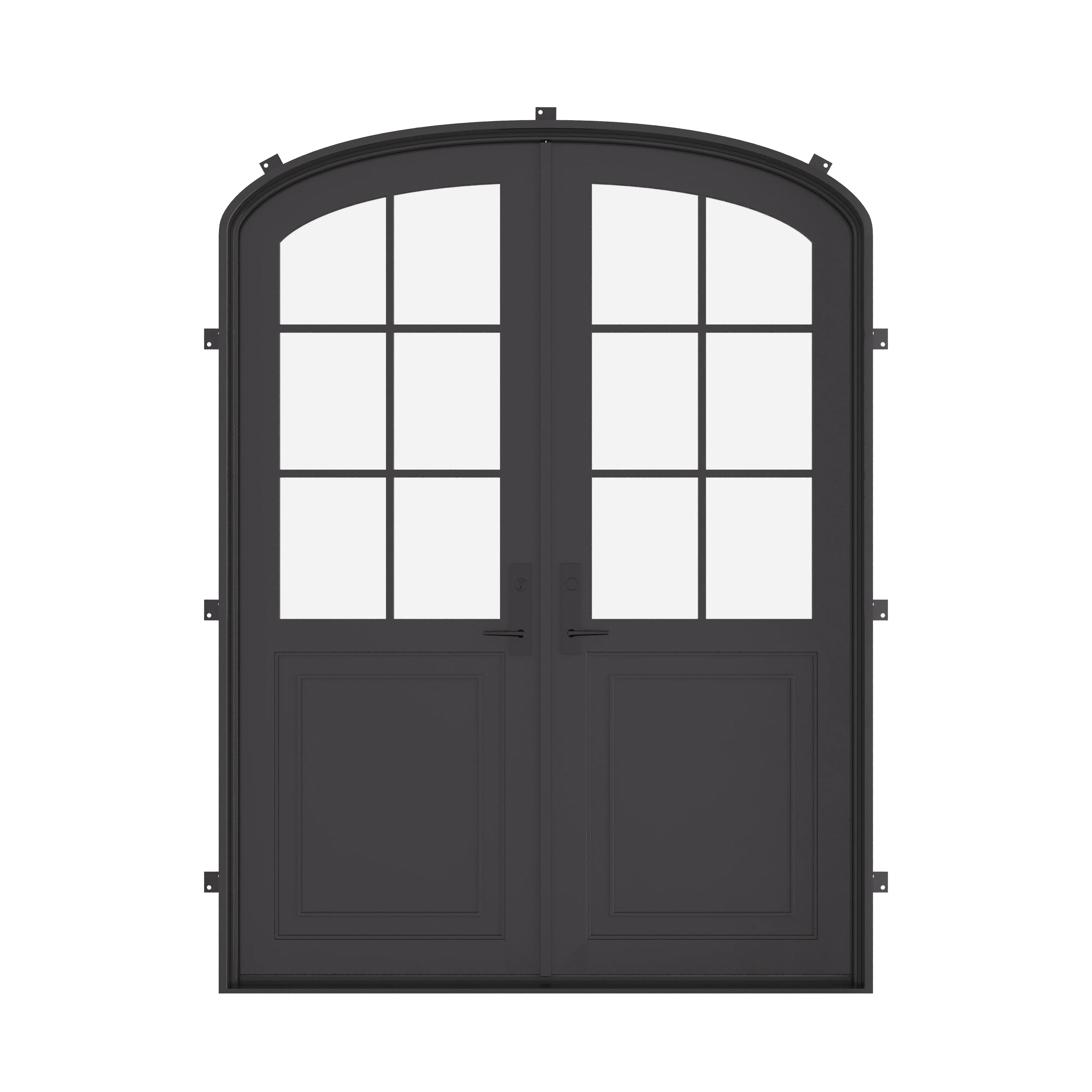 Air Getty double mini arch steel front doors with classic European-style curved steel entry design