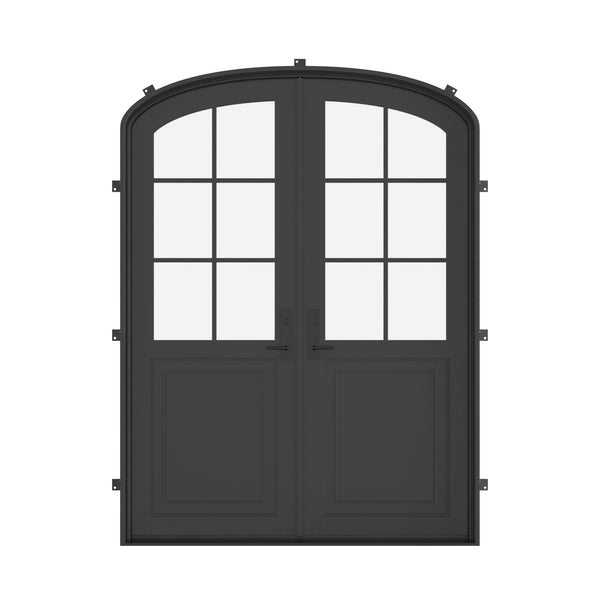 Air Getty double mini arch steel front doors with classic European-style curved steel entry design
