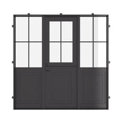 Air Getty Dutch single flat steel front door with side windows and split Dutch configuration