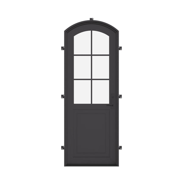 Air Getty single arch custom steel front door with classic European curved top design