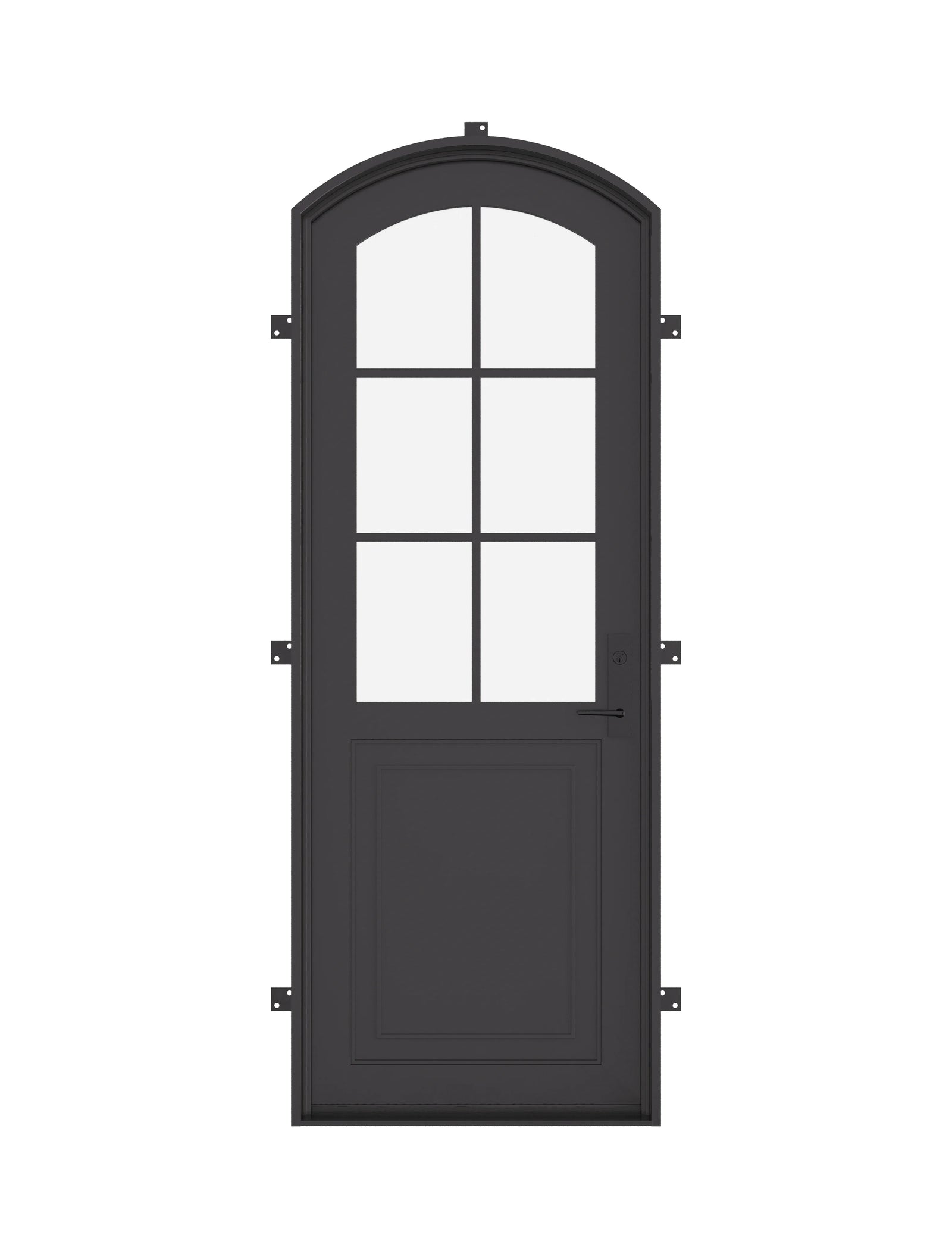Air Getty single arch steel front door with classic European curved top design
