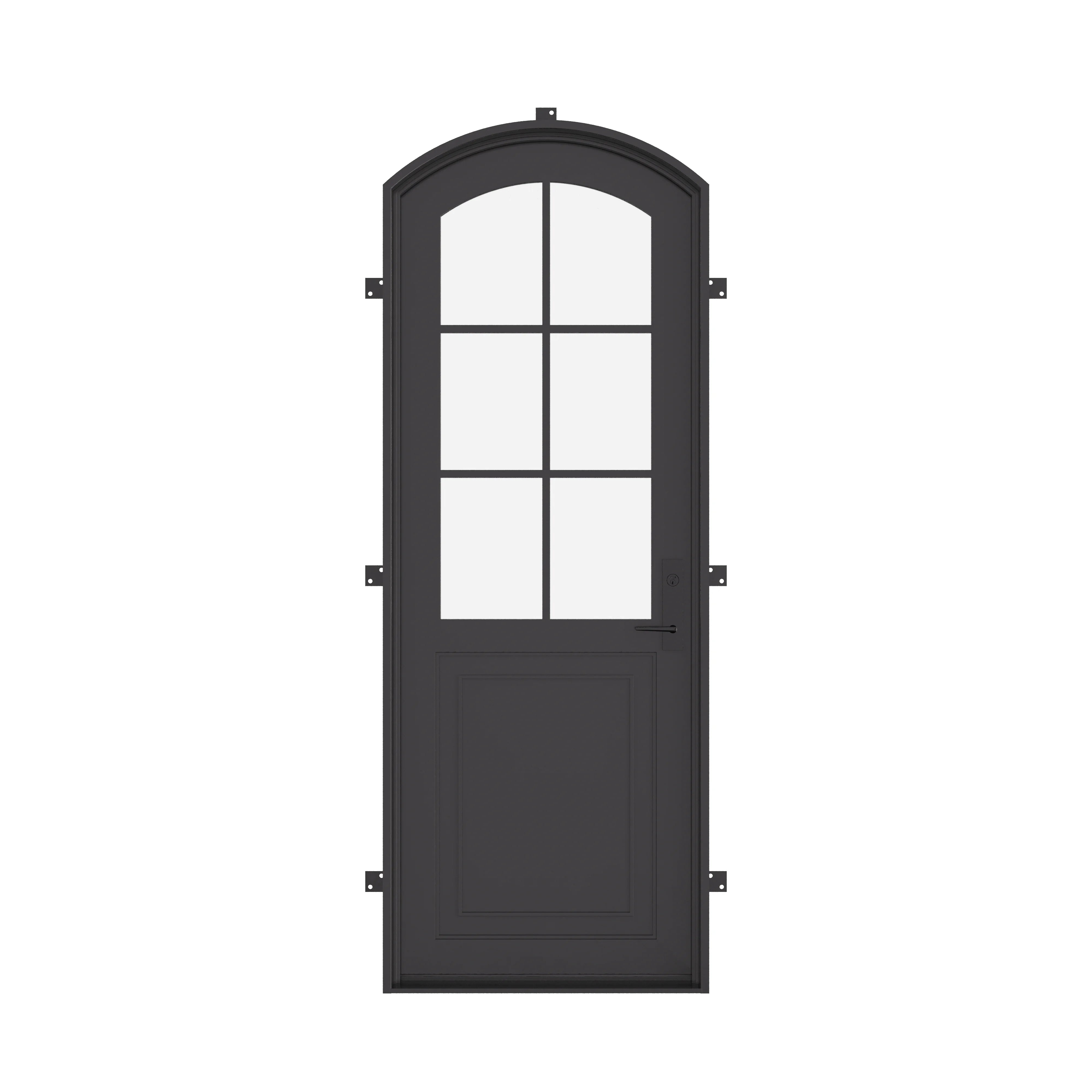 Air Getty single arch steel front door with classic European curved top design
