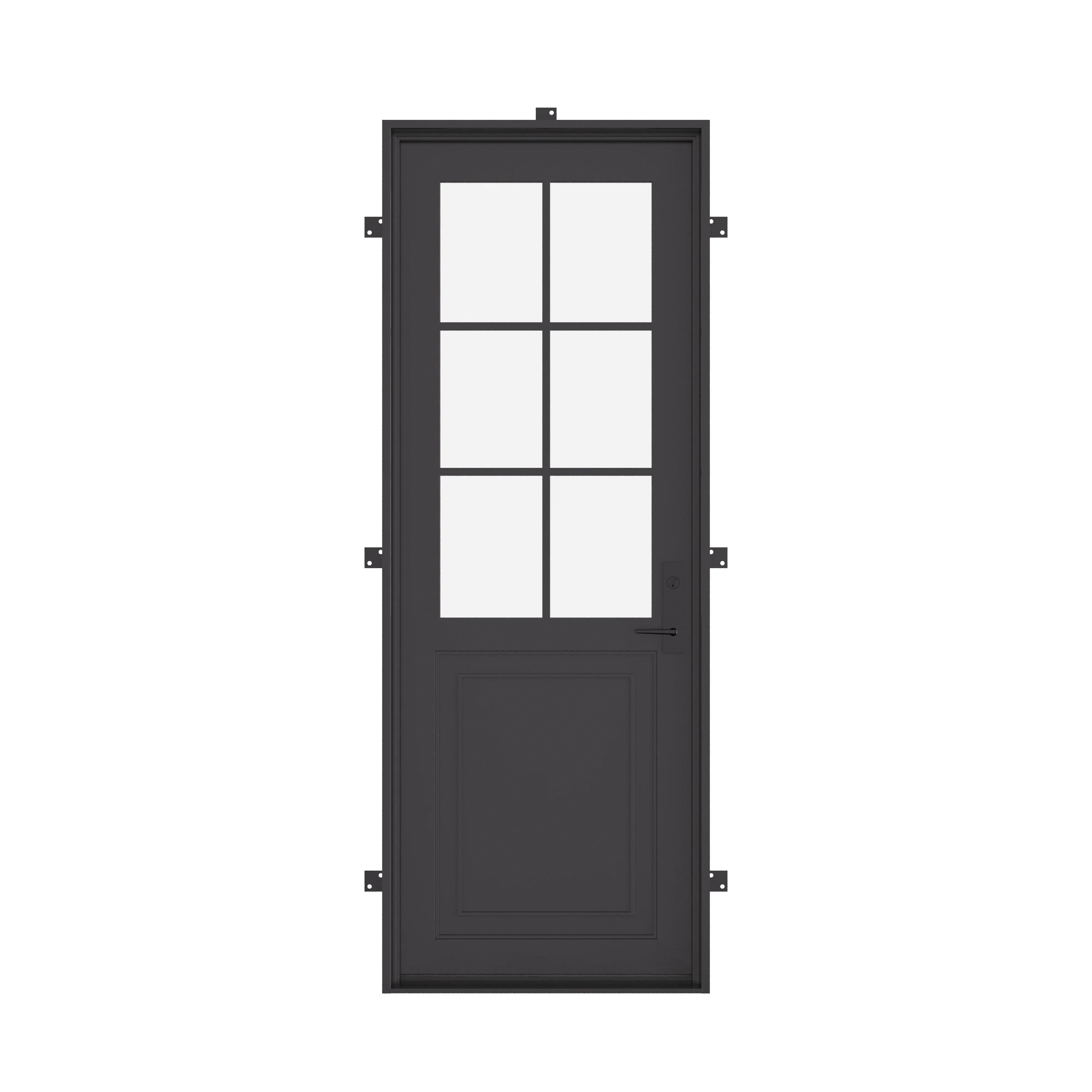 Air Getty single flat steel front door with classic European architectural styling