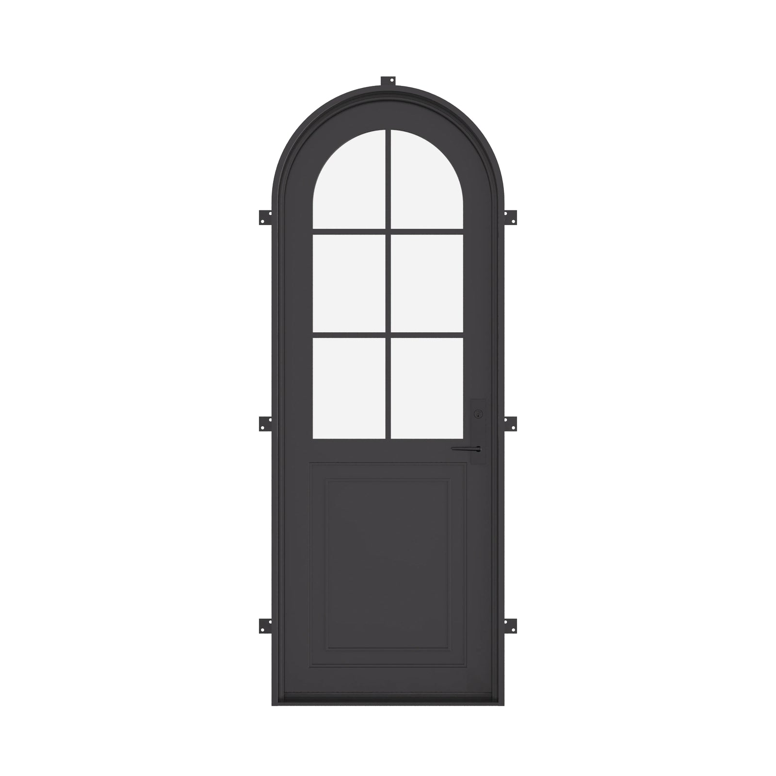 Air Getty single full arch steel front door with classic European curved top design