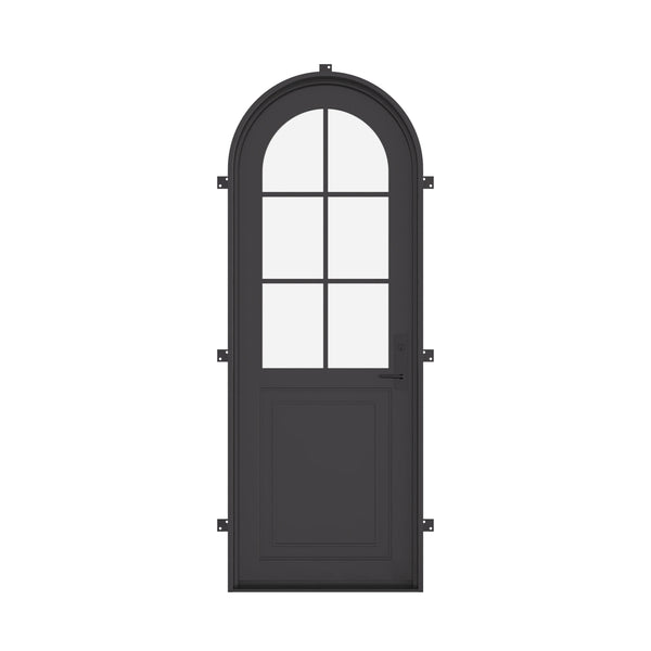 Air Getty single full arch steel front door with classic European curved top design