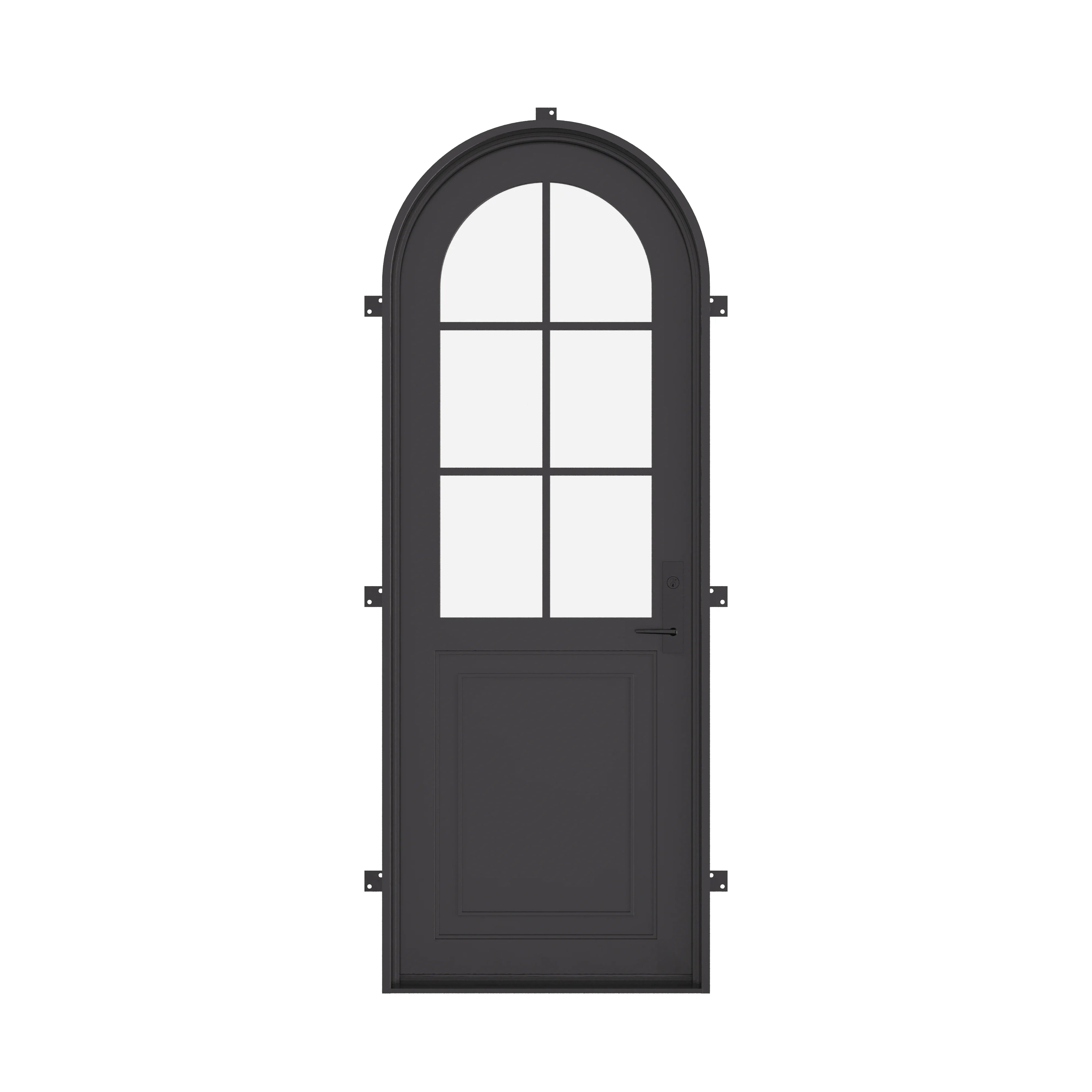 Air Getty single full arch thermal break steel front door with insulated architectural steel frame