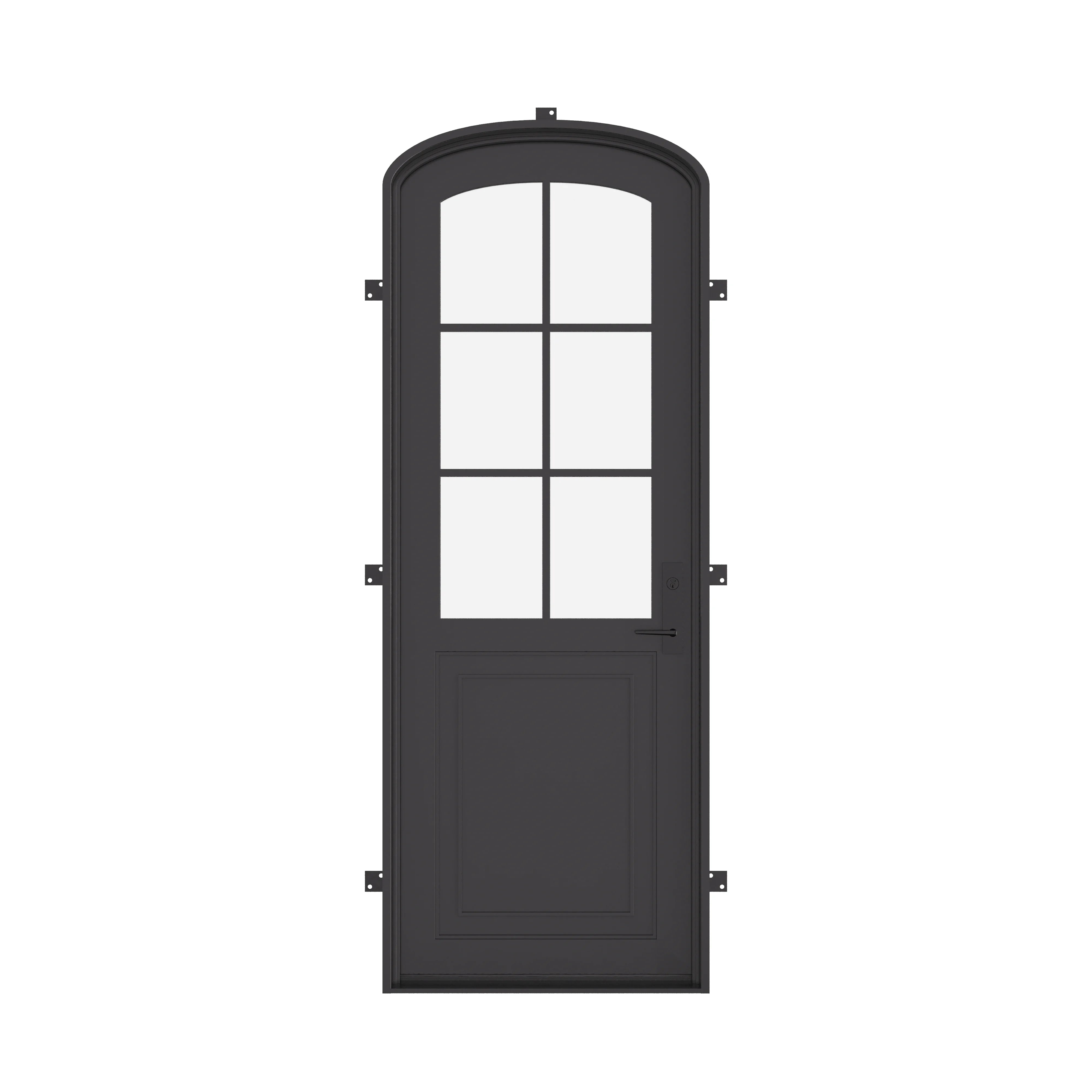 Air Getty single mini arch steel front door with subtle curved arch and classic European styling