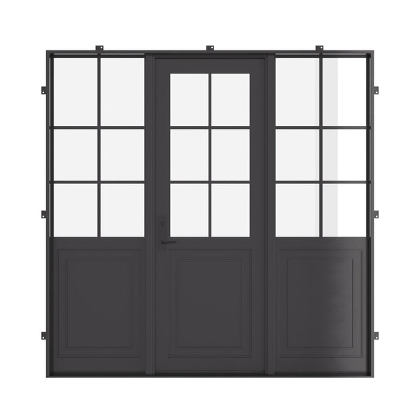Air Getty single flat thermal break steel front door with side windows and insulated steel system