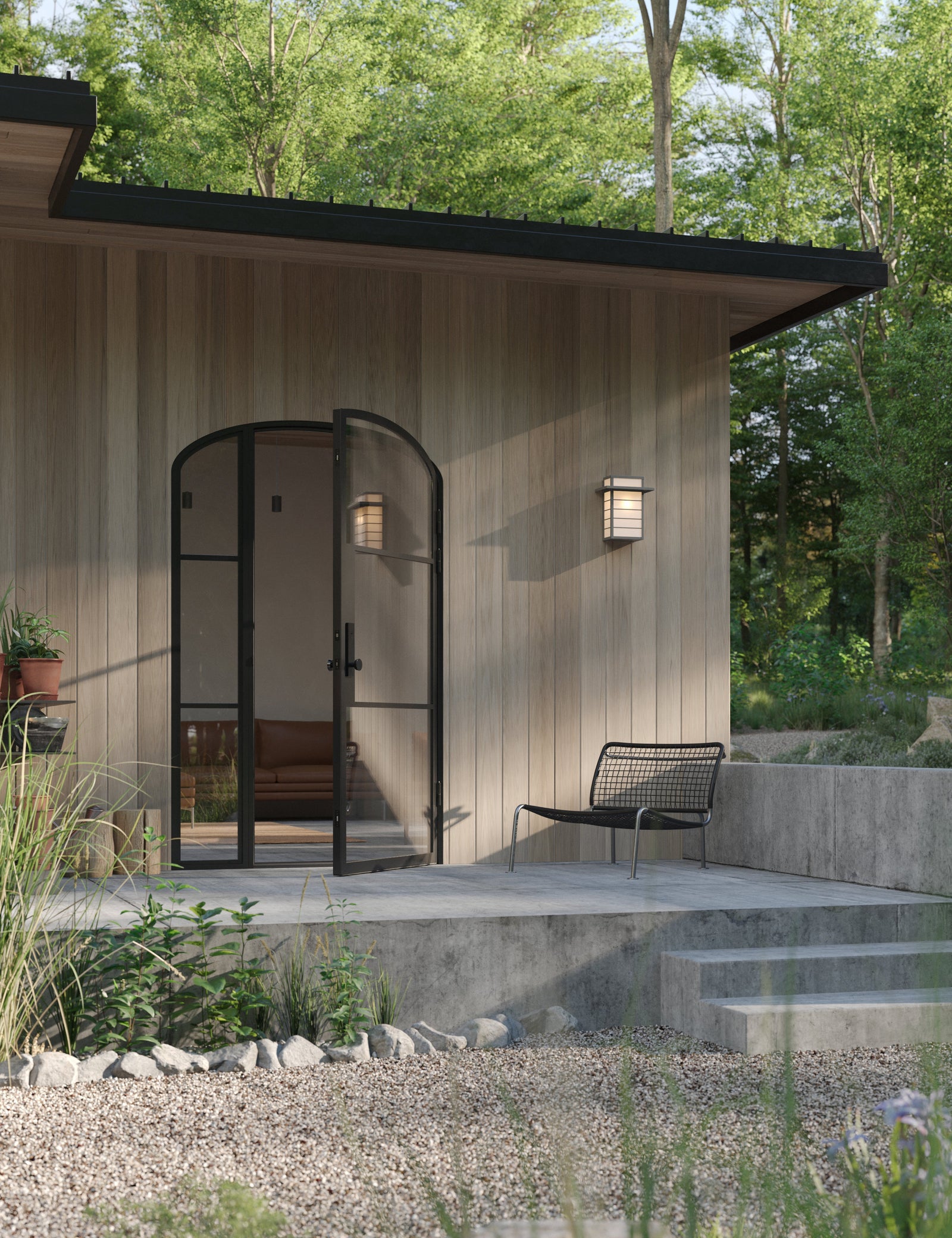 Air 4 single mini arch entry door with left window, NFRC-Rated galvanized mixed metal