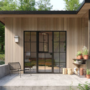 Modern Dutch single flat steel entry door with side windows