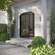 Air 7 double mini arch steel front doors, contemporary steel double entry with soft arch design