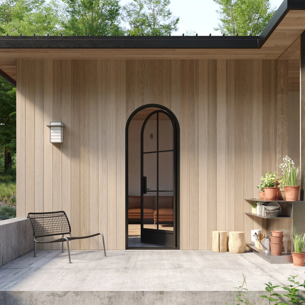 Air 7 thermal break single full arch steel front door, energy efficient arched steel exterior door